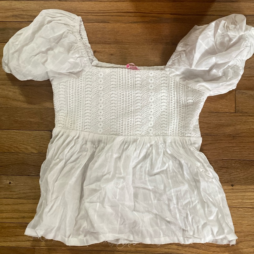Pink lily puff sleeve top